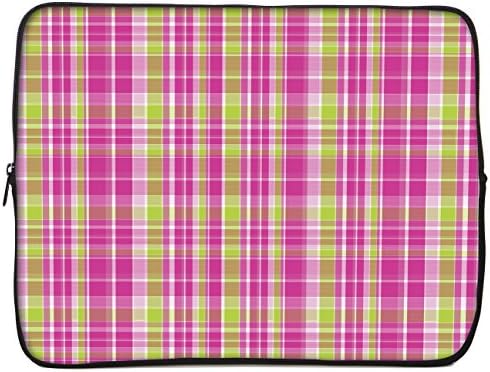 Designer Sleeves 13.3" Neoprene Laptop Bag Case Designed, Pink &amp; Green Plaid (13GS2P-PGP)