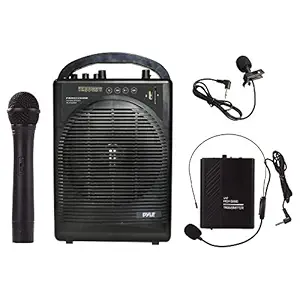 Pyle Portable Outdoor PA Speaker Amplifier System & Microphone Set with Bluetooth Wireless Streaming, Rechargeable Battery - Works with Mobile Phone, Tablet, PC, Laptop, MP3 Player - PWMA1216BM
