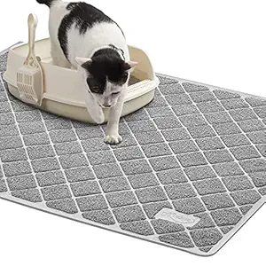 Niubya Premium Cat Litter Mat, XL Jumbo Size 47?? x 35??, Non-Slip and Water Proof Backing, Traps Litter from Box and Cat, Soft on Kitty Paws, Gray