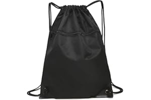 AidShunn Drawstring Gym Bag, Sport Large Capacity PE Bag with Outside Zipper Waterproof String Swim Backpack for Men & Women Boys Girls for Sports School Beach Holidays Swimming Travel Yoga