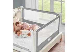 monkey mum® Barrera Seguridad niños Cama Popular 190 cm Gris Oscuro, Barrera Cama 80-200 cm, barandilla Cama niño, Barrera Cama Bebe, Barra Cama Seguridad niño, Barrera Cama niños
