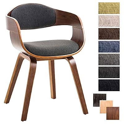 CLP Chaise Design Retro Kingston Tissu I Chaise de Salle à Manger Scandinave Accoudoir Ergonomique I Assise et Dossier Rembourrés I Couleur: Gris foncé, Noyer