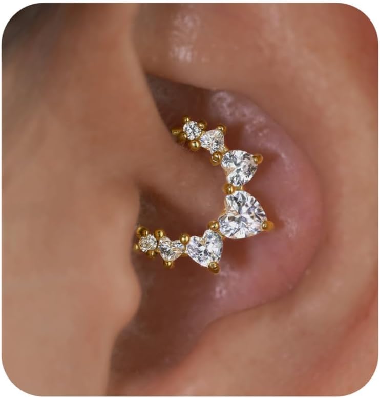 MIYUEFAN Piercing para la nariz para mujer, acero inoxidable, oro y plata, piercing para la nariz, hélix, septum, tragus, conch, piercing labial, nariz, anillos, circonitas, 8 mm/10 mm