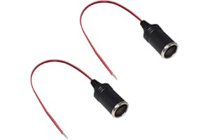 [2 PACK] KUNCAN 12V 1FT Car Cigarette Lighter Female Socket Extension Cable, Cigar Cable with Female Socket Connector for GPS/Dashcam Car Charger