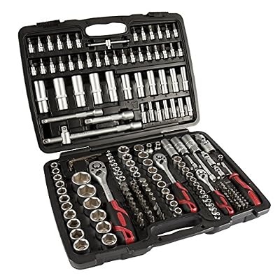 Stier Taureau Jeu de douilles 179 pièces | 1/2 1/4 & 3/8 "Clé à cliquet (Cliquet réversible) | Six Pans Clé à douille Torx fente Phillips pozidriv Bits de douilles