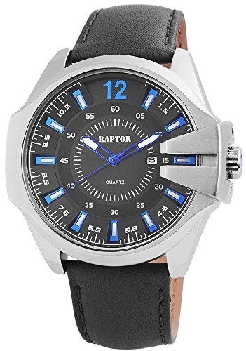 Raptor Analog Herrenuhr, Leder,  55 mm Grau - 297921500070 Raptor Analog Herrenuhr, Leder,  55 mm Grau - 297921500070