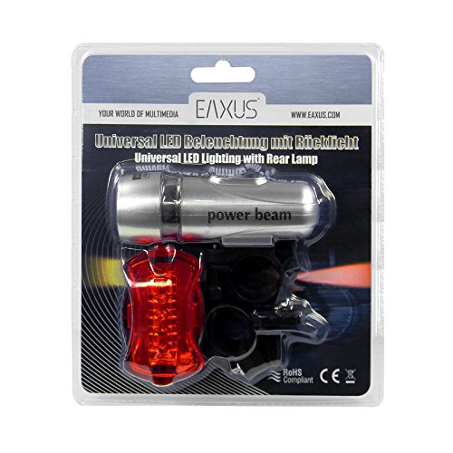 Beleuchtungsset 5 LED mit Verschiedene Leuchtmodi Vorne und Hinten Inkl. Fahrradhalterung EAXUS UVP:14,99 - 3