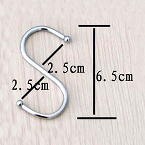 10-pack grande redondo en forma de S Ganchos en acero inoxidable pulido metal tamaño: grande