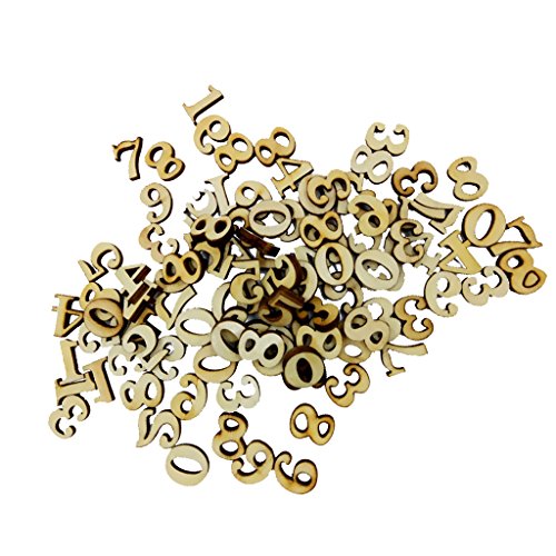 MagiDeal 100 Stück Holz 0-9 Holzzahlen zahlen Scrapbooking Verschönerungen 15mm - 5