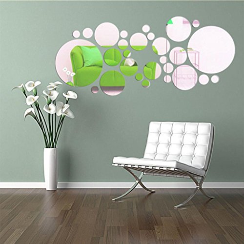 Jamicy® Runde Acrylspiegel Hintergrund Wand Aufkleber Schlafzimmer Dekoration - 7