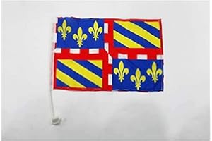 AZ FLAG - Drapeau Bourgogne Pour Décoration Voiture Avec Attaches En PVC Et Système d'Accroche - Car Flag Bourguignon - France - 100% Polyester - 50g - 45x30 cm