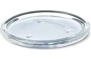 Floralcraft 14cm Round Candle Plate Candlestick Holders, Transparent Clear Glass Candle Stand Pillar Candle Holder for Home Décor, Dining Room Tabletop Centrepieces