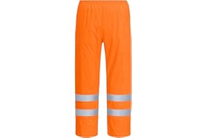 AUYAO Leichte Regenhosen Herren Damen Orange/Regen Warnschutzhose Winddichte Outdoorhose für Fahrrad Trekkinghose Wanderhose Camping Hose Warnschutz Regen-Latzhose Warnregenhose Arbeitshose (175~185)