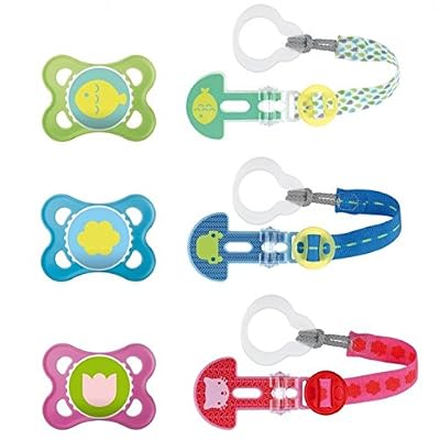 MAM Panaché Kit Sucette/Attache-Sucette en Silicone 0-6 Mois