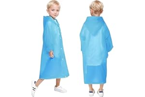 Voarge Chubasquero para niños, Niños Niñas Poncho Ligero Transparente Reutilizable con Capucha, para festivales, poncho de lluvia para bicicleta,senderismo, ciclismo y viajes