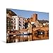 Produktbild Premium Textil-Leinwand 120 cm x 80 cm quer, Alte Steinbrücke am Hafen des Flusses Temo in Bosa | Wandbild, Bild auf Keilrahmen, Fertigbild auf echter ... Insel Sardinien (CALVENDO Orte)