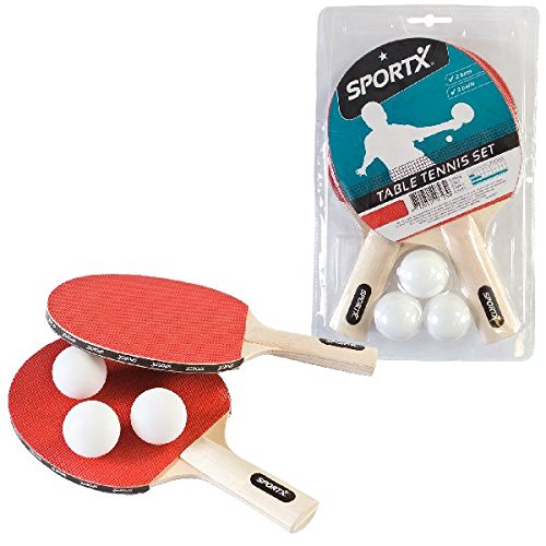 AK Sport 0715021 Sportx Set di Ping-Pong con 2 Racchette/3 Palline Rosso