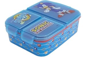 My sweety pop - Scatola per merenda - Pranzo box - Per bambini - asilo - scuola - vacanze - pasto - 19,5 cm - Idea regalo - 3 scomparti - Sonic - Blu - Ragazzo