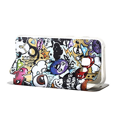 German Tech® – Handy Schutzhülle im Bookstyle mit Standfunktion, ohne Klappe für Samsung Galaxy A3 2017, mit S-View Fenster, durch das Sie alle Mitteilungen sehen können. bunten Graffiti. - 4