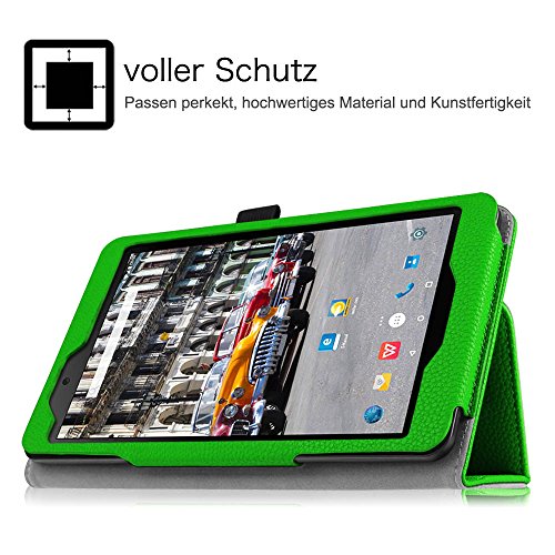 Fintie Odys Syno 8 Hülle Case – Slim Fit Folio Kunstleder Schutzhülle Cover Tasche mit Ständerfunktion und Stylus-Halterung für Odys Syno 20,3 cm (8 Zoll) Tablet-PC, Grün - 4