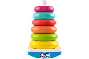 Chicco Juego Torre de Anillos, Juego con Base oscilante al Toque y 6 Anillos de Colores apilables, Juegos para Niños, Juegos educativos, Desarrolla la coordinación y el Movimiento, 9-36 Meses