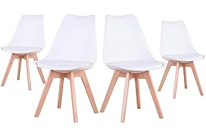 EGOONM Sillas Comedor Pack 4, Nordicas Sillas para Cocina, Oficina, Bar, Sala de Estar-Silla de Cena (Blanco)