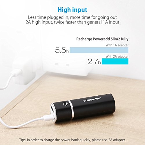 Poweradd Slim 2 Externer Akku 5000mAh Power Bank Handy LadegerÃ¤t fÃ¼r Smartphones, MP3 usw.