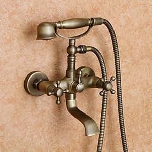 Antike inspiriert Badewanne Wasserhahn mit Handbrause (Messing antik