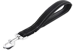 NIUOPPY Dog Training Leads, 32CM/12.6IN Short Dog Lead for Large Dogs, Training Lead for Dogs with Neoprene Padded Handle (Black)