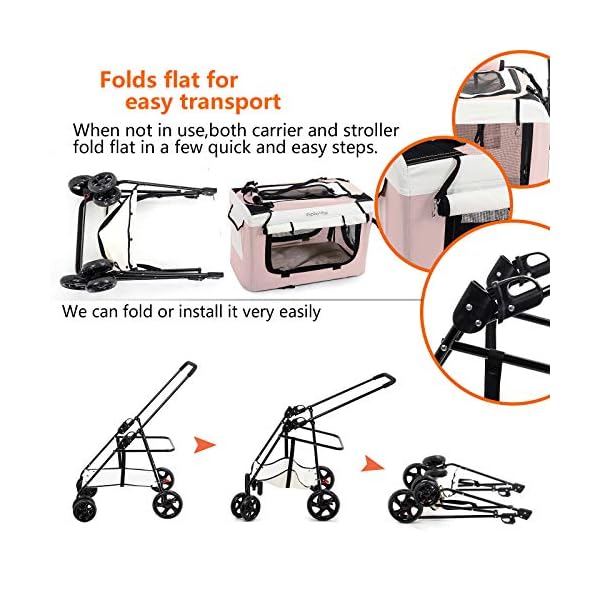 Display4top Pink Pet Travel Stroller Dog Cat Pushchair Pram Jogger