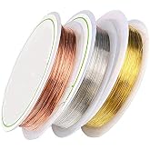 ART IFACT 60 Meters of Copper, Silver and Brass Wire - 20 Meters Each of 32 Gauge, 0.27mm/thin Wire for Craft, Jewellery Maki