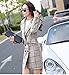 Smile YKK Stylish Winter Women Wool Grid Long Sleeve Lapel Coat Outwear Jacket Beige L