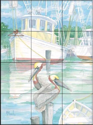 Ceramic Tile Mural - At Dock Miss Lucy - by Paul Brent - Kitchen splashback / Bathroom shower