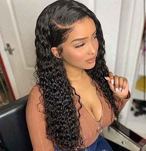 Maxine Hair 360 Lace Frontal Wig Human Hair with Adjustable Strap Water Wave Brazilian Remy Lace Wigs for Black Women Natural Hairline 150% Density 20 inches