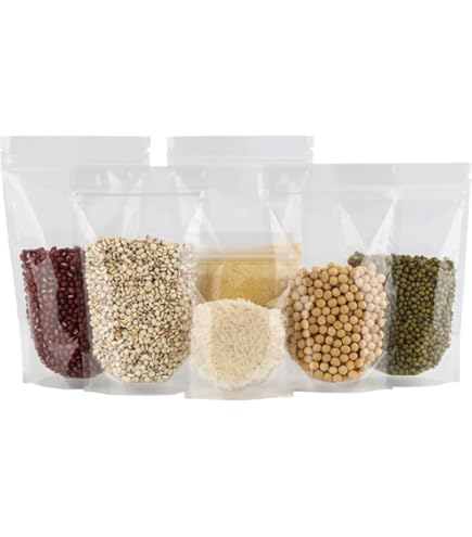 PABCK Stand-Up Resealable Heat Seal Bags 3.55mil Thick Frosted White Foil Sealed Bags 50 Pieces 3.35x5.1 Inch For Zip Packaging Lock Food Storage