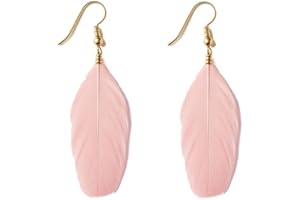 GREGORY CRAFTS & GIFTS Peach Pink Feather Earrings - Handmade
