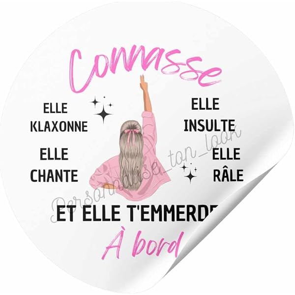 Autocollant Humour Blonde Au Volant Disque B - Sticker Vinyle 15x15cm - Fabrication Française