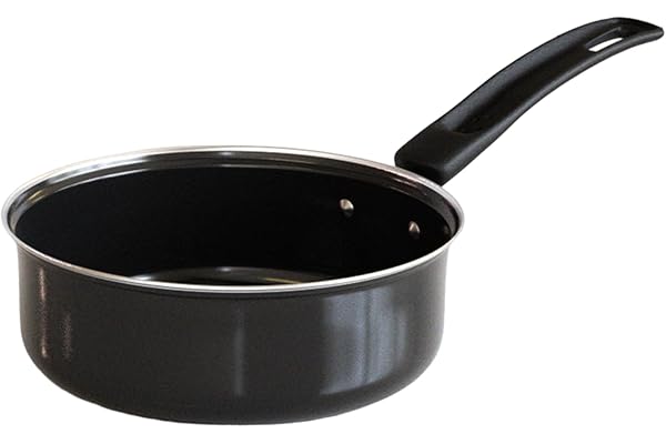 The Earth Store EcoLuxe Small Saucepan for Tea Milk and Chai Pan Induction Base and Gas Stove T Pan (patila) Tea/Milk Boiling Pot Vessel mini Sospan with Bakelite Handle 950 ML Capacity 16cm, Black