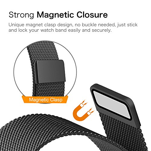 Fintie Gear S2 Armband – Edelstahl Milanese Magnet UhrBand Uhrenarmband Erstatzband Replacement für Samsung Gear S2 SM-R720 / SM-R730 Smart Watch, Schwarz - 6