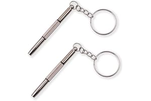 LORSENG 2 Pcs 3-in-1 Glasses Screwdriver, Mini Eyeglass Screwdriver, Multifunctional GlassesScrewdriver for Eyeglasses & Watches, Keychain Kit, Portable Fixing Tool for Sunglasses and Watch Maintenance