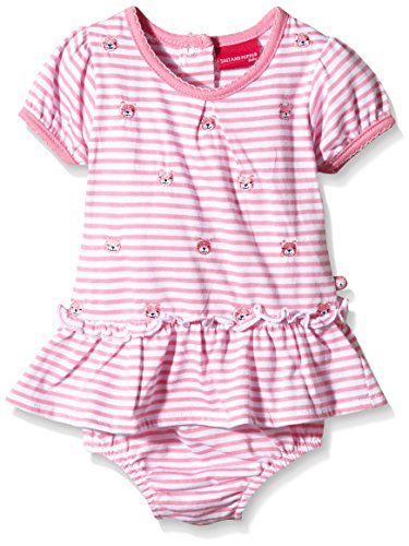 SALT AND PEPPER Baby Girls Crew Neck Short Sleeve Footies -  Pink - 3-6 Months