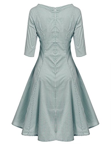 Acevog Damen 50s retro Kleid 1950er vintage Rockabilly Partykleider halbe Ärmel Cocktailkleider elegant Frühling S-XXL - 3