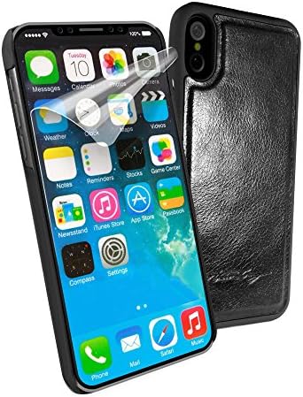 Alston Craig Replacement Vintage Leather Magnetic Shell Case Compatible With iPhone X/iPhone XS - Black