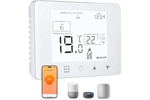 domyno TERMOSTATO WIFI SMARTPHONE APP ALEXA GOOGLE CRONOTERMOSTATO INTELLIGENTE CALDAIA DA PARETE ALIMENTAZIONE 90-240 Vac (display ITALIANO)