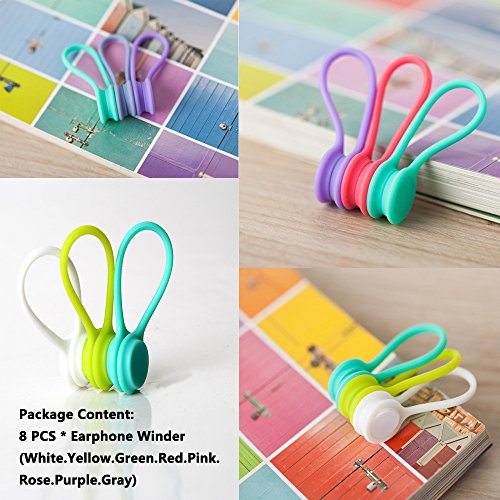 Magn  tico auriculares Winder  joseche 8  pcs magn  tico cable Winder Wrap para auriculares FECHA USB Cable  lindo Candy Color Generic suave de silicona organizador de cable de auriculares Cable para iPhone iPad Samsung  tambi  n se puede utilizar como marcadores llavero  color Magnetic  8PCS 