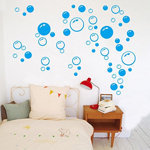 Ouneed® Wandaufkleber Wandtattoo Wandsticker , Bubbles Kreis entfernbare Wand Tapete Badezimmer Fenster Aufkleber Abziehbild Ausgangs DIY (Blau)