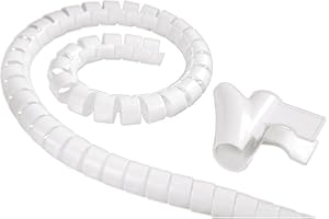 Electraline 60629 Cavo/Raccogli Spiralato/Avvolgicavo 25 mm, Tubo a Spirale per Raccogliere Fasci di Cavi per PC, TV, Impianti Hi-Fi, 1.8 m, Bianco