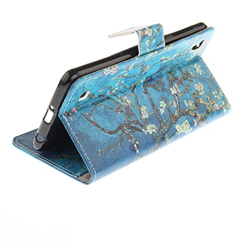 LG X Power Lederhülle, Asnlove PU Ledertasche Schutzhülle + Weich Hülle Stand Feature Flipcase Tasche Leather Case mit Standfunktion Tablet Etui mit Karte Slots für LG X Power / LG K220 (5,3 Zoll) – Aprikosenbaum - 4