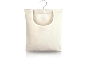IETWATE Peg Bag for Washing Line with Hanger, Cotton Canvas Peg Bags, 32 x 28 cm Clothes Peg Bag with Hanging Hooks, 360° Rotation Clothes Pegs Bag, for Clothes Socks Underwear (Without Pattern)
