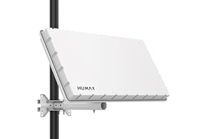 SKY VISION HUMAX Flat H39D4 - Antenna satellitare piatta per 4 partecipanti, con antenna satellitare Quad-LNB – SAT piatta con supporto per parete o palo, paragonabile a 60 cm, colore: Bianco